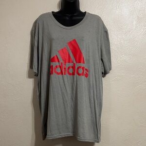 Adidas Men's Short Sleeve Gray Tee with Red Logo